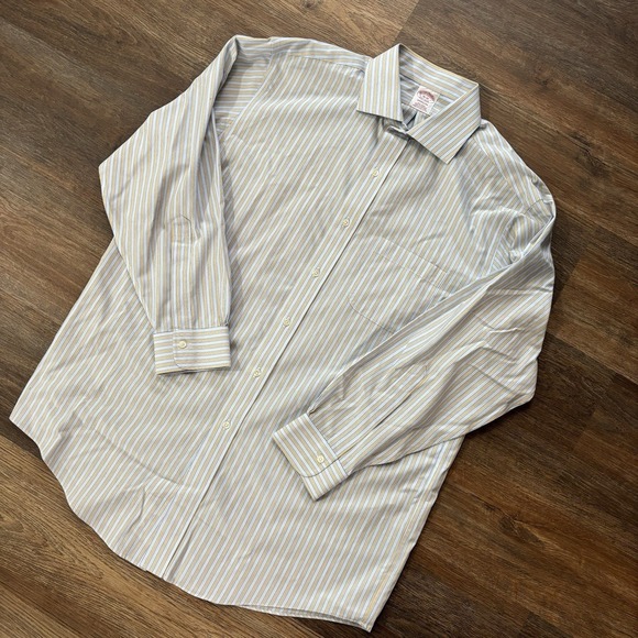Brooks Brothers Madison Button Up Shirt Striped Classic Men's Sz 16-32 Multicolo - Picture 2 of 7